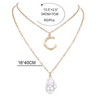 Europe And America Cross Border Necklace Personality Alloy Letter C Shaped Pearl Pendant Necklace Female 15080 main image 6