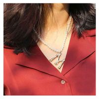 Fashion Shaped Imitation Pearl Alloy Letter M Pendant Necklace Wholesale main image 2