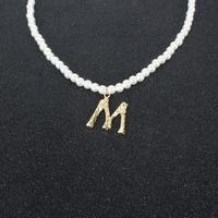 Fashion Shaped Imitation Pearl Alloy Letter M Pendant Necklace Wholesale main image 5