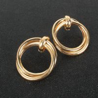 Simple Fashion Alloy Geometric Golden Retro Earrings For Women main image 3