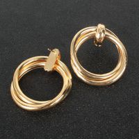 Simple Fashion Alloy Geometric Golden Retro Earrings For Women main image 4