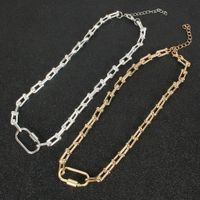 Simple Gold Thick Chain Alloy Love Carabiner Hollow Pendant Fashion Necklace Wholesale main image 3