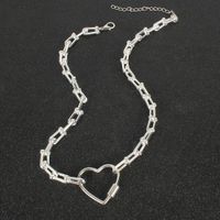 Simple Gold Thick Chain Alloy Love Carabiner Hollow Pendant Fashion Necklace Wholesale main image 4