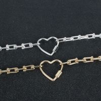 Simple Gold Thick Chain Alloy Love Carabiner Hollow Pendant Fashion Necklace Wholesale main image 5