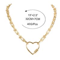 Simple Gold Thick Chain Alloy Love Carabiner Hollow Pendant Fashion Necklace Wholesale main image 6