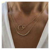 Retro Exaggerated Golden Round Bead Chain Ring Pendant Fashion Multi-layer Necklace Wholesale main image 1
