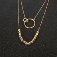 Retro Übertrieben Goldene Runde Perle Kettenblatt Anhänger Mode Mehrschichtige Halskette Großhandel main image 4
