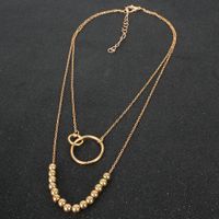 Retro Übertrieben Goldene Runde Perle Kettenblatt Anhänger Mode Mehrschichtige Halskette Großhandel main image 5