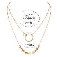Retro Übertrieben Goldene Runde Perle Kettenblatt Anhänger Mode Mehrschichtige Halskette Großhandel main image 6