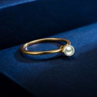 2020 Japanese And Korean Ins Simple Style Plated 14k Golden Smooth Pearl Ring Female All-matching Graceful Casual Ring Little Finger Ring main image 4