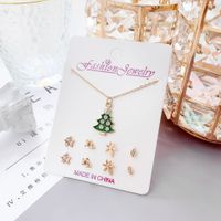 New Crystal Christmas Clavicle Chain Alloy Short Necklace Earring Set Wholesale main image 4
