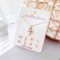 New Crystal Christmas Clavicle Chain Alloy Short Necklace Earring Set Wholesale main image 5