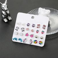 Korean New Fashion Simple Natural Cute Animal 12 Pair Earrings Set main image 3