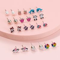 Korean New Fashion Simple Natural Cute Animal 12 Pair Earrings Set main image 5