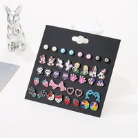 Fashion New Blue Animal 20 Pairs Of Christmas Butterfly Alloy Earrings Set main image 1