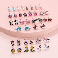 Fashion New Blue Animal 20 Pairs Of Christmas Butterfly Alloy Earrings Set main image 5