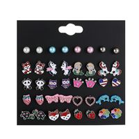 Fashion New Blue Animal 20 Pairs Of Christmas Butterfly Alloy Earrings Set main image 6