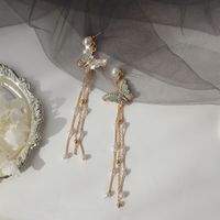 S925 Silver Needle Diamond Pearl Fashion  Korean Tassel Long Butterfly Earrings For Women main image 5