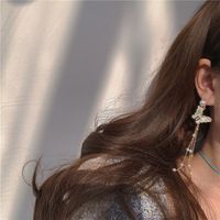 S925 Silver Needle Diamond Pearl Fashion  Korean Tassel Long Butterfly Earrings For Women main image 6