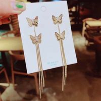 Fashion Long Korean Fairy Fashion Wild Butterfly Tassel Alloy Earrings main image 1