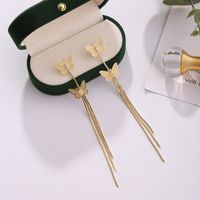 Fashion Long Korean Fairy Fashion Wild Butterfly Tassel Alloy Earrings main image 3
