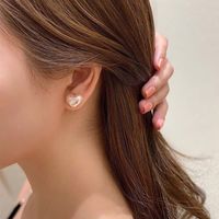 Fashion 925 Silver Needle Pearl Love-shaped Korean Small Simple Earrings main image 1