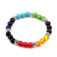 Brazalete Popular Cruzado Cuentas Coloridas Turquesa Ágata Esmerilada Perlas De Energía Buda Pulsera Elástica Anillo De Muñeca Para Mujer main image 2