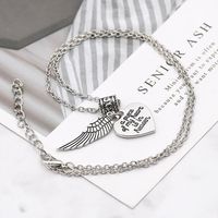 Cross-border New Arrival Bracelet Necklace Keychain European And American Personalized Creative Heart Wings Necklace Keychain Bracelet Jewelry main image 4