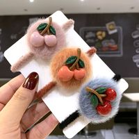Korean Cherries Hairy Cherry Hair Tie Rubber Band Hair Scrunchies Wholesale main image 4