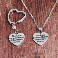 Love-shaped Clavicle Chain Dripping Oil English Letter Pendant Necklace Key Ring Wholesale main image 3