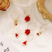 Christmas Three-piece Set Color Flower Christmas Hat Elk Earrings Set Wholesale main image 2