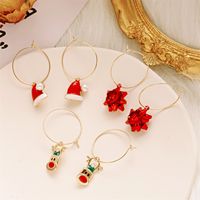 Christmas Three-piece Set Color Flower Christmas Hat Elk Earrings Set Wholesale main image 4