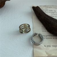 Fashion Simple Retro Letter Double Opening Bronze Silver Ring main image 1