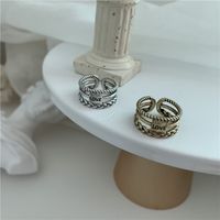Fashion Simple Retro Letter Double Opening Bronze Silver Ring main image 4