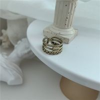 Fashion Simple Retro Letter Double Opening Bronze Silver Ring main image 6