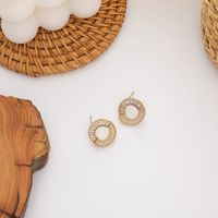Korea 925 Silber Nadel Zirkon Perle Stitching Rund Einfache Wilde Geometrische Mode Ohrringe Für Frauen sku image 1