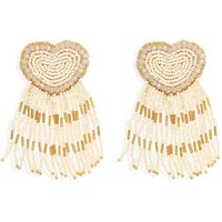 Fashion Retro Peach Heart Rice Beads Tassel Earrings sku image 2