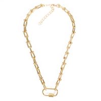 Simple Gold Thick Chain Alloy Love Carabiner Hollow Pendant Fashion Necklace Wholesale sku image 3