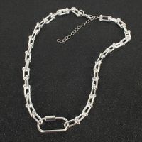 Simple Gold Thick Chain Alloy Love Carabiner Hollow Pendant Fashion Necklace Wholesale sku image 4