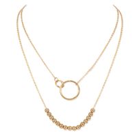 Retro Exaggerated Golden Round Bead Chain Ring Pendant Fashion Multi-layer Necklace Wholesale sku image 1