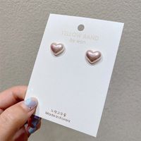 Fashion 925 Silver Needle Pearl Love-shaped Korean Small Simple Earrings sku image 2