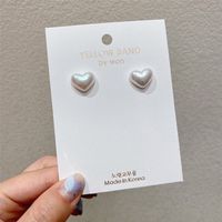 Fashion 925 Silver Needle Pearl Love-shaped Korean Small Simple Earrings sku image 1