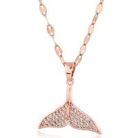 Korean Fashion Style Copper Micro-inlaid Zircon Fish Tail Personalized Necklace main image 5