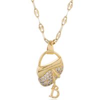 Fashion Style Copper Micro-inlaid Zircon D-shaped Bag Personalized Necklace main image 2