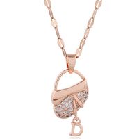 Fashion Style Copper Micro-inlaid Zircon D-shaped Bag Personalized Necklace main image 3