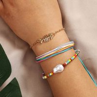 European And American Bohemian More Than Rope Weaving Beads Bracelet Trendy Pearl Fishbone Bracelet Accessories main image 1