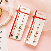 New Fashion Christmas Santa Claus Elk Simple 8-piece Holiday Gift Alloy Earrings Set main image 4