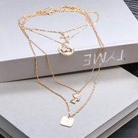 Simple Multi-layer Pharaoh Head Cross Pendant Necklace Rose Coin Square Sweater Chain main image 5