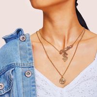 European And American Gold Beauty Head Necklace Dollar Symbol Dollar Logo Necklace English Letter Multilayer Collarbone Necklace main image 1