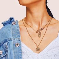 European And American Gold Beauty Head Necklace Dollar Symbol Dollar Logo Necklace English Letter Multilayer Collarbone Necklace main image 2